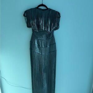 Herve Leger Grey Fringe Column Maxi Dress
